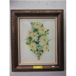 Oil on canvas painting of flowers