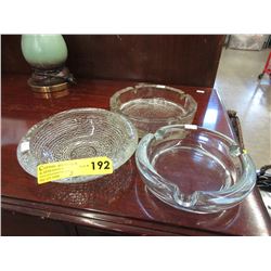 3 Large vintage glass ashtrays