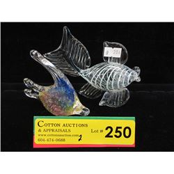 2 Art glass fish - 1 signed