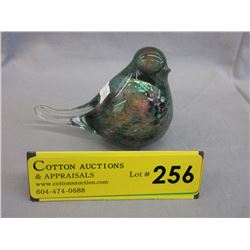 Signed art glass bird paperweight