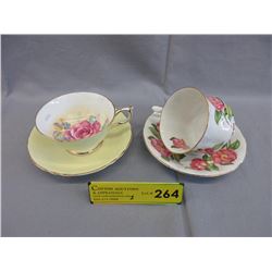 2 Vintage "Paragon" hand painted teacup & saucers