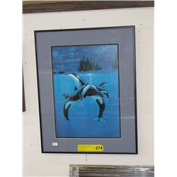 Walsh framed print of whales