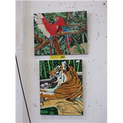 2 Glazed ceramic tiles