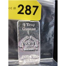 5 Troy Oz. Monarch Mint .999 Silver Loaf Bar