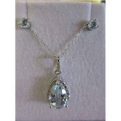 New Blue Topaz & Diamond Earring & Pendant set