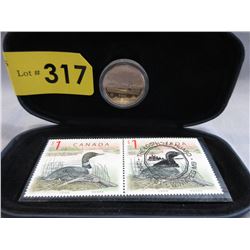 Canadian - Loonie Coin & 2 Loonie Stamps Gift Set