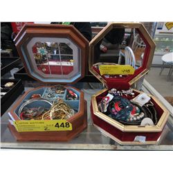 2 Small jewelry boxes & contents