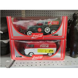 2 Die-cast Scale model "Coca-Cola" vehicles - 1993