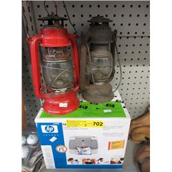 2 Vintage barn lanterns & printer