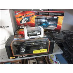 3 Scale model cars & RC helicopter