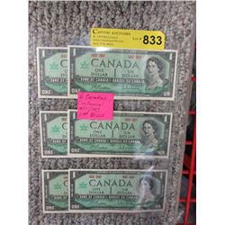 6 Canadian Centennial $1 bills