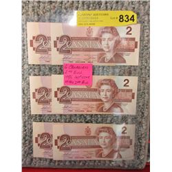 6 Canadian 1986 $2 bills