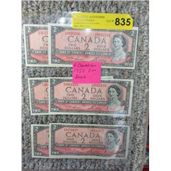 6 Canadian 1954 $2 bills