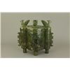 Image 1 : Chinese Archaistic Green Hardstone Censer w/ Cover