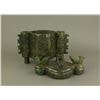 Image 8 : Chinese Archaistic Green Hardstone Censer w/ Cover