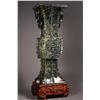 Image 2 : Chinese Spinach Green Jadeite Fang Zun Vase