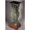 Image 3 : Chinese Spinach Green Jadeite Fang Zun Vase