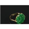 Image 2 : Chinese Green Jadeite Carved Ring 14K Mark
