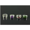 Image 1 : 4 Pc Silver Rings Jade, Ruby, Claret, Amethyst