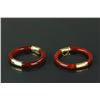 Image 1 : Pair Chinese Agate With Gilt Clasp Bangles