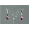 Image 2 : 14K Gold Ruby Hoop Earrings CRV $3311