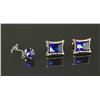 Image 2 : 3 Pieces Set Gemstone Men's Cuff Links & Tie Clip