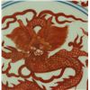 Image 2 : Copper Red & Blue Dragon Porcelain Saucer Ming Wan