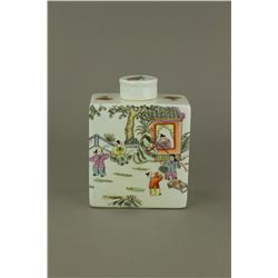 Chinese Republic Square Porcelain Tea Box