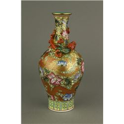 Fine Gilt Famille Rose Porcelain Vase Qianlong MK