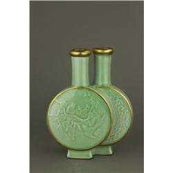 Celadon Conjoined Porcelain Vase Yongzheng MK