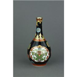 Chinese Black Ground Porcelain Vase Yongzheng MK