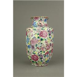 19th C. Mille Fleurs Porcelain Vase Yongzheng MK