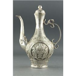 Chinese Silver Ewer w/ Cover Qianlong Mk