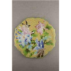 Charming Chinese Cloisonne Plate Painted Peonies