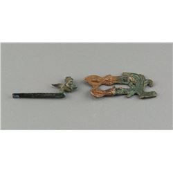 Chinese Han Bronze Phoenix Hairpin & Buddha Pin