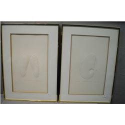 Two framed limited edition shell motif paper embossed artworks ...