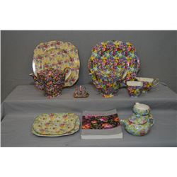 Selection of Chintz table ware including Royal Winton  Julia  teapot, cream, sugar and toast rack. R