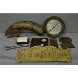 Selection of collectibles including 1937 National Parks plaque, boxed  The Wizard  razorblade sharpe