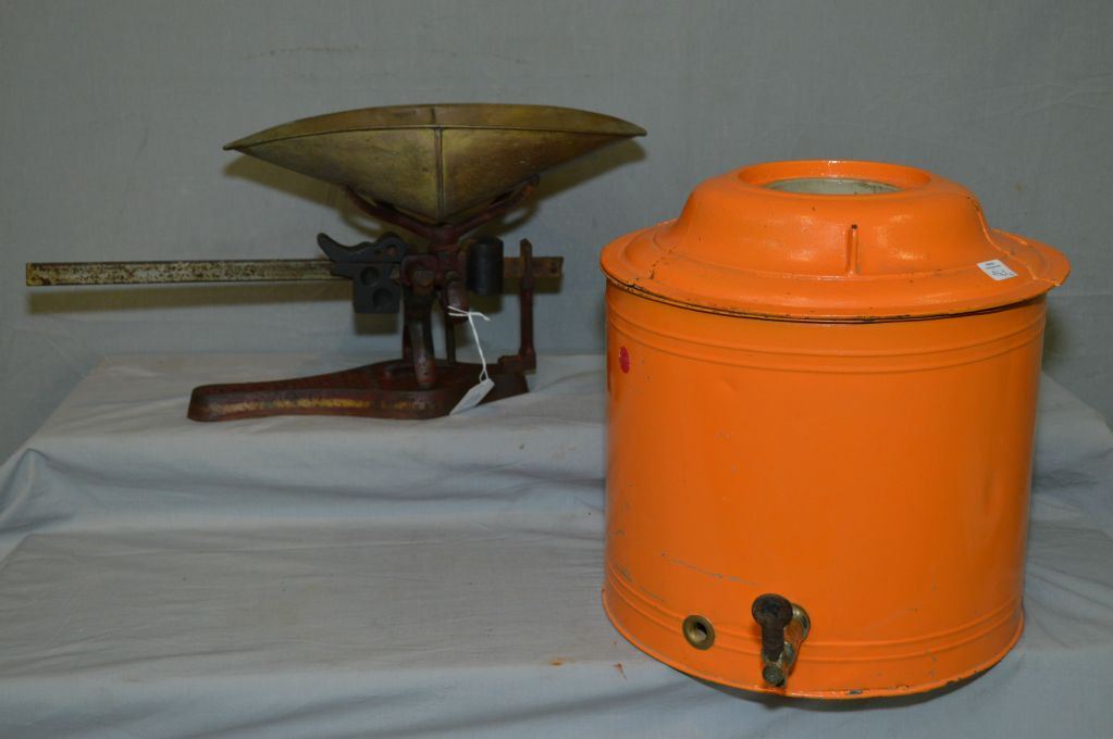 Cast iron Perfection Cooler Company drinks cooler with stoneware insert