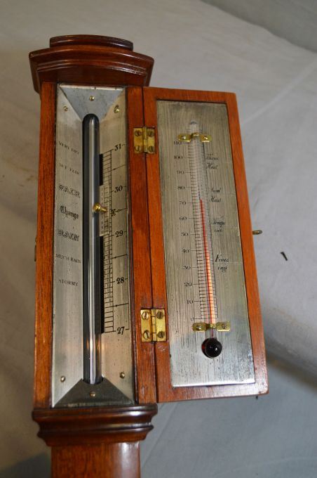 Elegantly mahogany cased mercury barometer plus mounted ...