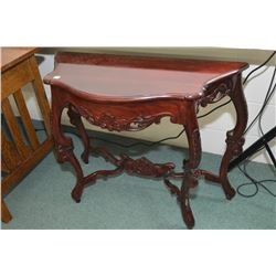 Victorian style reproduction flat to the wall console table with carved decoration