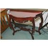 Image 1 : Victorian style reproduction flat to the wall console table with carved decoration
