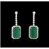 Image 1 : 14KT White Gold GIA Certified 30.46ctw Emerald and Diamond Earrings