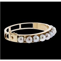 14KT Yellow Gold Pearl Bangle Bracelet