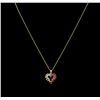 Image 2 : 0.10ctw Ruby and Diamond Pendant With Chain - 14KT Yellow Gold