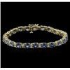 Image 1 : 15.60ctw Blue Sapphire and Diamond Bracelet - 14KT Yellow Gold