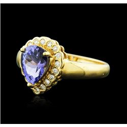 18KT Yellow Gold 1.70ct Tanzanite and Diamond Ring