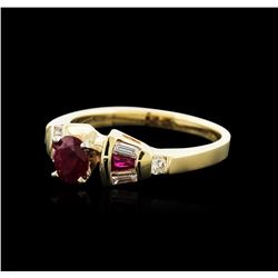 14KT Yellow Gold 0.63ctw Ruby and Diamond Ring