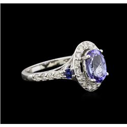 2.31ct Tanzanite, Sapphire and Diamond Ring - 14KT White Gold