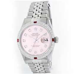 Rolex Stainless Steel 1.00ctw Diamond and Ruby DateJust Men's Watch